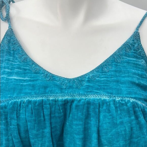 Roper Teal Cotton Shoulder Tie Camisole - Picture 3 of 5